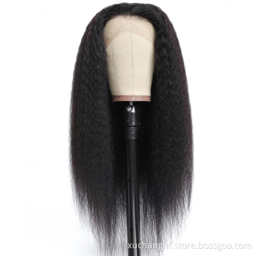 Hanfan Wholesale Yaki Human Hair Wig 13*6 HD Lace Frontal Wig Unprocessed Original Brazilian Virgin Cuticle Aligned HD Lace Wig